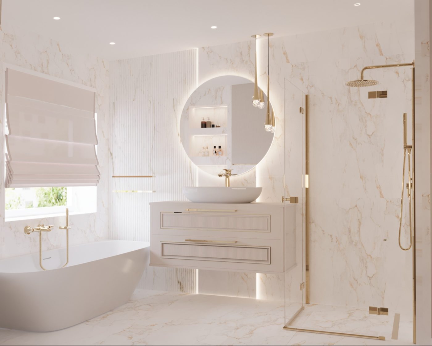 Łazienka z wanną wolnostojącą — projekt SanSi Design