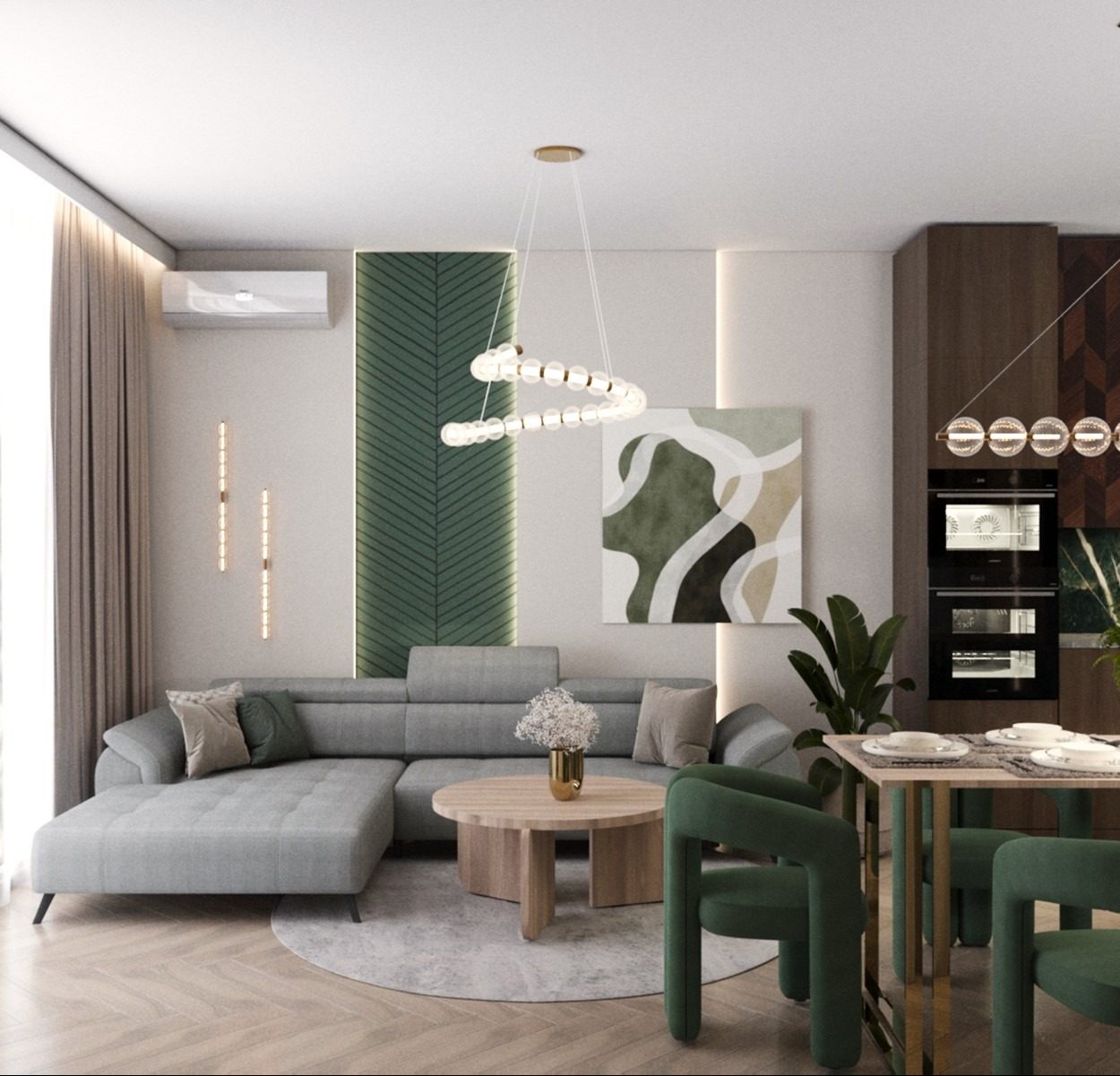 Salon w zieleni — projekt SanSi Design